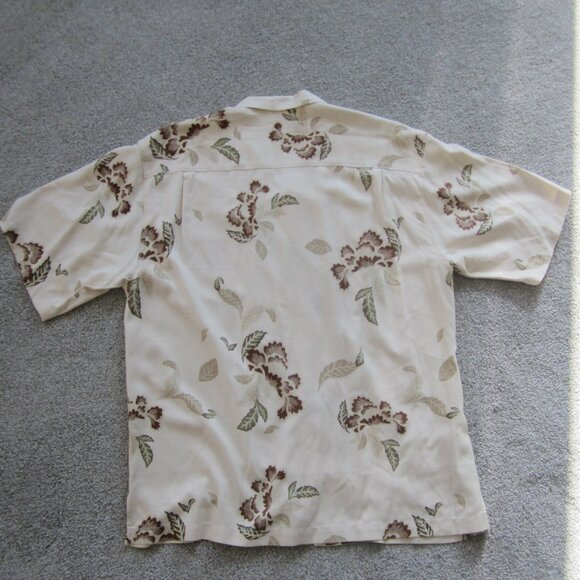 Tommy Bahama Mens Sz Large Leaf Print Tropical Silk Shirt - Picture 12 of 13